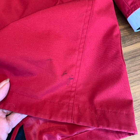 Thunder Bay rain jacket sz 8, cherry red, hood, patch pockets, lined, - Picture 7 of 16